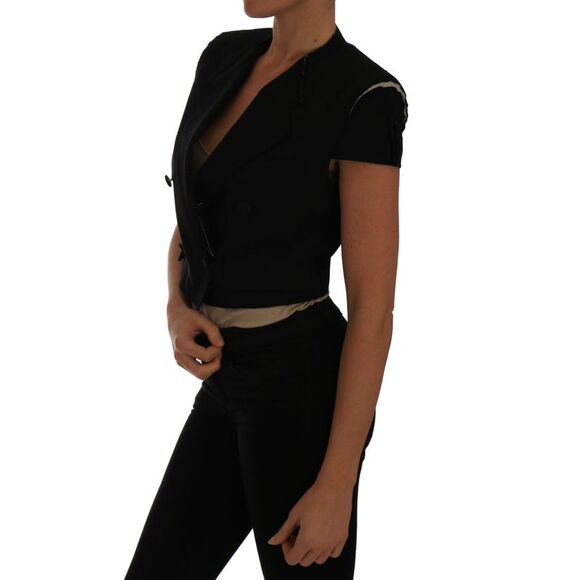 Dolce & Gabbana Cropped Jacket Short Sleeves VNeck Women Black Jackets & Coats - Picture 4 of 4